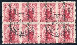 VICTORIA LAND 1908 Shackleton Expedition 1d Rose Carmine Optd 'King Edward VII/Land' VFU Block Of Eight With 'Brit Antar - Autres & Non Classés