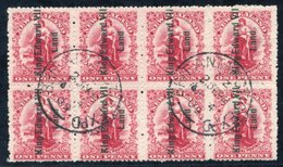 VICTORIA LAND 1908 Shackleton Expedition 1d Rose Carmine Optd 'King Edward VII/Land' VFU Block Of Eight With 'Brit Antar - Altri & Non Classificati