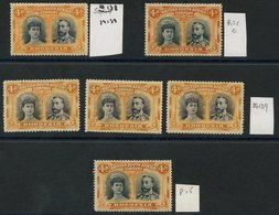 1910-13 4d Double Heads, M Shades (6) Incl. SG.138, 139 (3), RSC 'C' & Perf 15 (RSC 'C'), Mainly Fine. (6) - Altri & Non Classificati