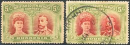 1910-13 5s Crimson & Yellow-green, Fine M, Another FU But Thinned, SG.160a. (2) Cat. £500 - Altri & Non Classificati