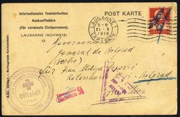 1911 Court Receipt Bearing Official H/stamp Of Donji Milanovac, 1916 Missing Civilian's Bureau - Lausanne Card Franked 1 - Altri & Non Classificati