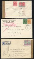 1939 (21 Aug) - 1942 (11 Apr) Envelopes (6 Incl. 3 Registered) To USA, Franked At 2½d, 5½d (2), 6d & 1/1½d, Each Showing - Autres & Non Classés