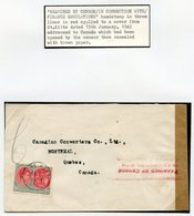 1942 (13 Jan) Envelope To Canada, Franked At 2d, Showing Brown Sealing Tape At Left Tied By 'EXAMINED BY CENSOR/IN CONNE - Altri & Non Classificati