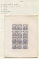 1862 (July) Recess, Imperf Colour Proof On Thick Card, 4d Violet-grey Complete Sheet, Fine. - Autres & Non Classés