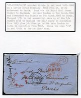 1866 (Feb) Envelope To Paris, Rated '1/3' Showing Good To Fine Circular Undated ST. KITTS/PAID,' Oval-framed 'PD,' Londo - Altri & Non Classificati