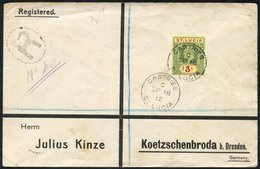 1912 Registered Cover To Germany With A 5s (SG.88), Cancelled CASTRIES SP.18.12, Some Cover Faults. Philatelic But Uncom - Altri & Non Classificati