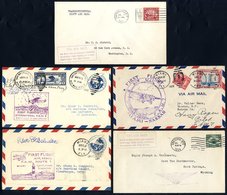 1924-30 First Flight Covers (5) From 1924 Official First Night Flying Cheyenne - Rock Springs With Cachet (scarce Leg),  - Other & Unclassified