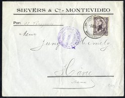 1901 Commercial Envelope To France With 10c Stamp Ex Montevideo & Ship's Violet Cachet VENEZUELA/PIROSCAFO POSTALE ITALI - Altri & Non Classificati