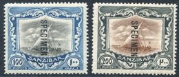 1913 100r Black & Blue And 200r Brown & Black Single Pulled Perf At Lower Left, Both Optd SPECIMEN Fresh M, SG.260fs, 26 - Other & Unclassified