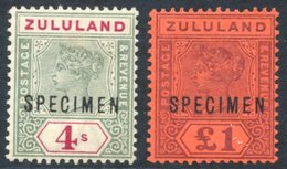 1894-96 4s Green & Carmine And £1 Purple/red Optd SPECIMEN Fine. SG.27s/28s. - Altri & Non Classificati