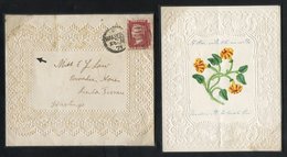 VALENTINE 1871 Embossed 'lace' Envelope With Original Matching Card With Hand Painted Flower Addressed To Hastings, 1d R - Autres & Non Classés