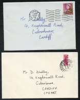 1968 Cover Bearing QEII 8d Vertically Bisected Cardiff C.d.s, 1967 Cover Bearing 6d & 2d Diagonally Bisected Used Cardif - Autres & Non Classés