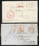 LIVERPOOL Transatlantic Mail - 1822 To Quebec Via New York With M/s Hamilton Forwarding Endorsement, Rated '20/-' 1849 B - Andere & Zonder Classificatie