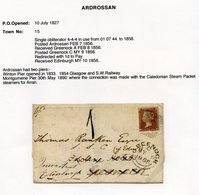 AYRSHIRE 1869-1971 Neatly Written Up Collection Of 43 Covers Or Postcards Incl. 1856 Cover From Ardrossan To Greenock Re - Other & Unclassified