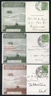 1911 Coronation Airmail London - Windsor First Day Die 4 Green Card To Somerset, Another Similar But Die 3, Also Bears M - Autres & Non Classés