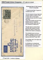 1931 April Experimental Flight England To Australia, Imperial Airways Illustrated Envelope Franked £1 PUC, Tied By Londo - Altri & Non Classificati