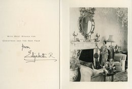 ELIZABETH BOWES-LYON THE QUEEN MOTHER Signature 'Elizabeth R' On A Folding Christmas Card Inside Right Is A Black & Whit - Autres & Non Classés