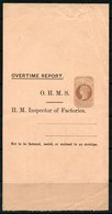 QV ½d Brown Unused Wrapper Headed 'Overtime Report' H.M Inspector Of Factories, Huggins LO74c (XXXX) - Very Few Recorded - Other & Unclassified