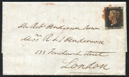 1840 June 22nd Cover From Glasgow To London, Franked Pl.2 FF, Four Good Even Margins, Tied Fine Red MC. - Other & Unclassified