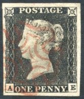 Plate 3 AE, Good To Very Large Margins, Lightly Struck Red MC. - Other & Unclassified