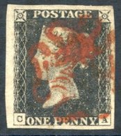 Plate 4 CA, Large To Huge Margins, Cancelled Red MC. - Other & Unclassified