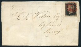 1840 Oct 14th Cover From Dorking To Egham, Surrey, Franked Pl.7 HJ, Good To Large Margins, Tied Bold Red MC. - Other & Unclassified