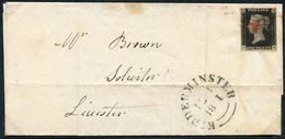 1841 Feb 1st Cover From Kidderminster To Leicester, Franked Pl.8 TE, Good To Large Margins, Cancelled Red Smudged MC, Ob - Altri & Non Classificati