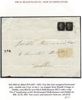 Plate 9 HE-HF, Fine Four Margined Horizontal Pair - Double Rate (½oz To 1oz) On A Wrapper From Rundle Cottage To Dublin, - Altri & Non Classificati