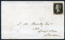 1841 March 4th Cover From Alnwick To London, Franked Pl.9 TC, Four Good To Large Margins, Cancelled Fine Black MC, Rever - Other & Unclassified