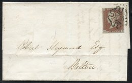 1841 July 6th Cover From Manchester To Bolton, Franked Pl.9 GI, Four Good Margins, Tied By A Neat Black Maltese Cross Wi - Other & Unclassified