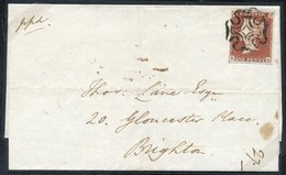 1841 Cover From London To Brighton Franked Pl.10 EH, Large Margined Example Tied By Fine Black MC, Reverse Bears Despatc - Other & Unclassified