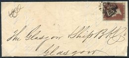 1841 April 21st Part Cover Front & Back Flap, Franked Red From Black Plate 11, Four Good To Large Margins, Tied By The D - Other & Unclassified