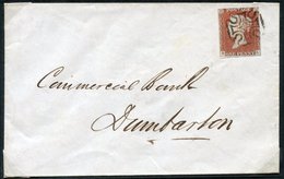 1844 Envelope From Greenock To Dumbarton, Franked Black Plate 11 BL, Four Margin Example, Tied By Very Fine Strike Of Th - Other & Unclassified