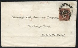 1842 1d Red-brown FC On Cover Norfolk To Edinburgh, Black MC & A Fine 'Reepham' Udc Despatch Mark (Norfolk), Norwich Des - Altri & Non Classificati