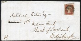 1844 Bank Of Scotland Branch Return Form Kilmarnock To Edinburgh, Franked 1841 1d Red Pl.35 LH, Four Good To Large Margi - Other & Unclassified