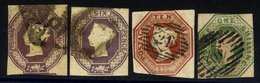 1847-54 6d (2), 10d & 1s Cut Square, Fair To Good Condition. - Altri & Non Classificati