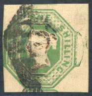 1847-54 1s Green, Clear To Huge Margins, Cancelled By Irish Numeral '62' For Belfast, SG.55. - Altri & Non Classificati