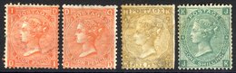 1865-67 4d Vermillion Pl. 9 DI (re-gummed) & Pl. 11 QD, 9d Straw KH (straight Edge At Right) & 1s Green JK M/unused Exam - Other & Unclassified