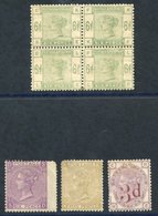 1867-84 Small M Selection All With Faults, Comprising 1867-80 6d Plate 9 SB, 9d KK, 1880-83 3d On 3d HE, 1883-84 6d Bloc - Autres & Non Classés