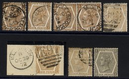 1872 6d Deep Chestnut Pl.11 TK, 6d Chestnut Pl.11 QJ With Part 'Westminster Palace Hotel' C.d.s & A Pair CK-CL With Part - Altri & Non Classificati