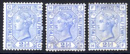 1875-79 Wmk Orb Unused Trio 2½d Blue Pl.17 HG Centred To Right, Pl.19 HF Well Centred & Pl.20 JH (tiny Thin) Cat. As Min - Other & Unclassified