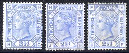 1875-79 Wmk Orb Unused Trio 2½d Blue Pl.17 HG Centred To Right, Pl.19 HF Well Centred & Pl.20 JH (tiny Thin) Cat. As Min - Altri & Non Classificati