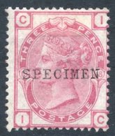 1873 3d Rose Plate. 18 Optd SPECIMEN, Type 9, Fine M. SG.143s. Cat. £350 - Altri & Non Classificati