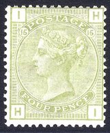 1873-80 4d Sage Green Pl.15 Centred High Right, Fine & Fresh M, SG.153. (1) Cat. £1600 - Autres & Non Classés