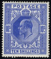 1912 10s Blue, Fresh M, A Few Wrinkles, Odd Shortish Perf At Base, SG.319. (1) - Other & Unclassified