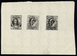 1913 Piece Of Watermarked Paper Showing Impressions In Black Of KEVII 1d (2) & Russia Nicholas II 7k, Ex. Bruckman Of Mu - Other & Unclassified