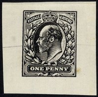 1913 Tender Essays By Bruckman Of Munich, Germany For The KEVII One Penny Image, Large Format In Black On Watermarked Pa - Altri & Non Classificati