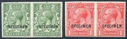 1912 ½d + 1d Values, Each UM Imperf Pairs, Optd SPECIMEN Type 26, Spec. 14u & N16u. (4) Cat. £360 - Other & Unclassified