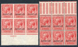 1912 Royal Cypher 1d Marginal M Block Of Six, Optd CANCELLED, Plus Similar Block Imperforate, Majority Are UM, Some Gum  - Altri & Non Classificati