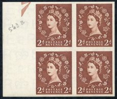 1955-58 St. Edward Crown 2d Light Red Brown, Left Side Marginal Imperf Block Of Four From The 'Dartford' Sheet, Pencil N - Altri & Non Classificati